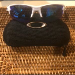 Men’s Oakley’s Sunglasses: Prizm Sapphire Lenses, 
Polished White Frame